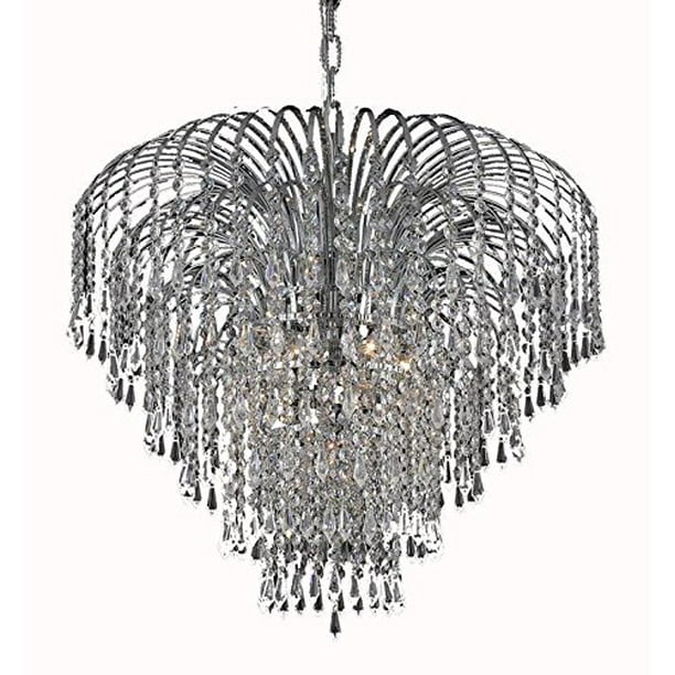 Gold Finish 25 x 20 Elegant Lighting 6801D25G/RC Royal Cut Clear Crystal Falls 6-Light Five-Tier Crystal Chandelier Gold Finish 25 x 20 Elegant Lighting 6801D25G/RC Royal Cut Clear Crystal Falls 6-Light Five-Tier Crystal Chandelier